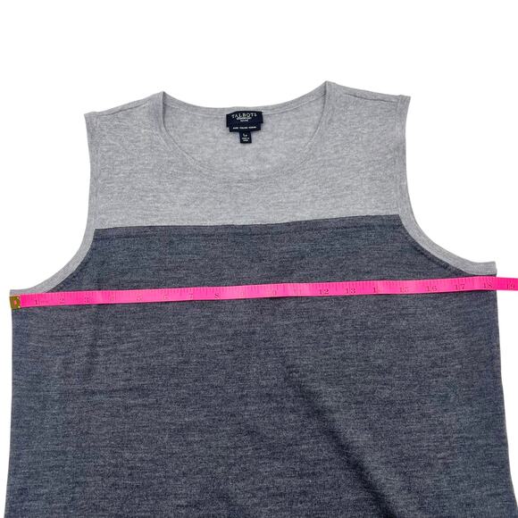 Talbots Womens Gray Color Block Italian Merino Wool Cardigan Work Twin Set Sz LP - Picture 10 of 16